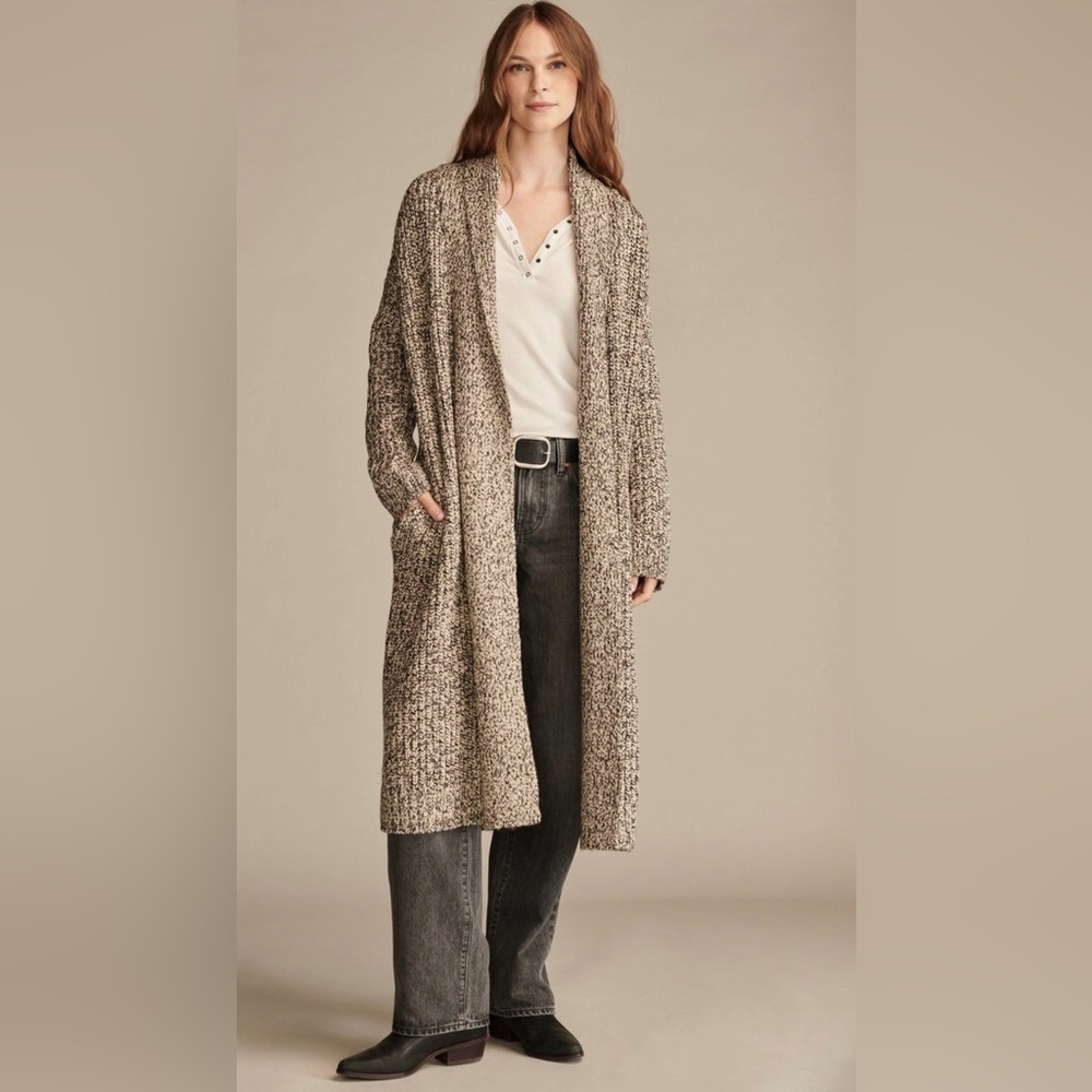 NWT Lucky Brand Sweater Duster, XXL, Tan/Black